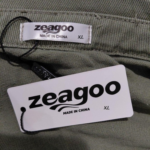 Zeagoo Olive Green Denim Shacket Jacket Frayed Hem Button Up Oversized XL - Picture 3 of 7